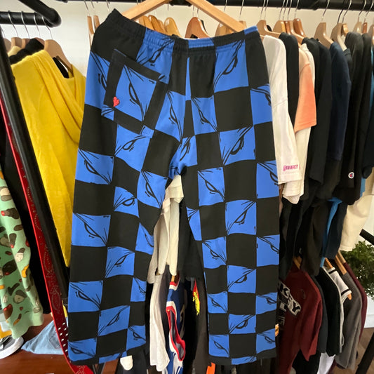 Chrome Hearts Matty Boy Anti Promo 99 Eyez Sweatpants Black Blue Checkerboard Eye Graphic Designer Pants Size L