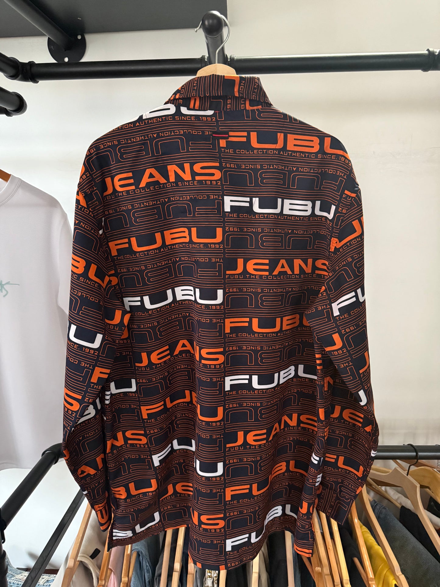 FUBU Y2K Button Up Tee Blue/Orange (M)