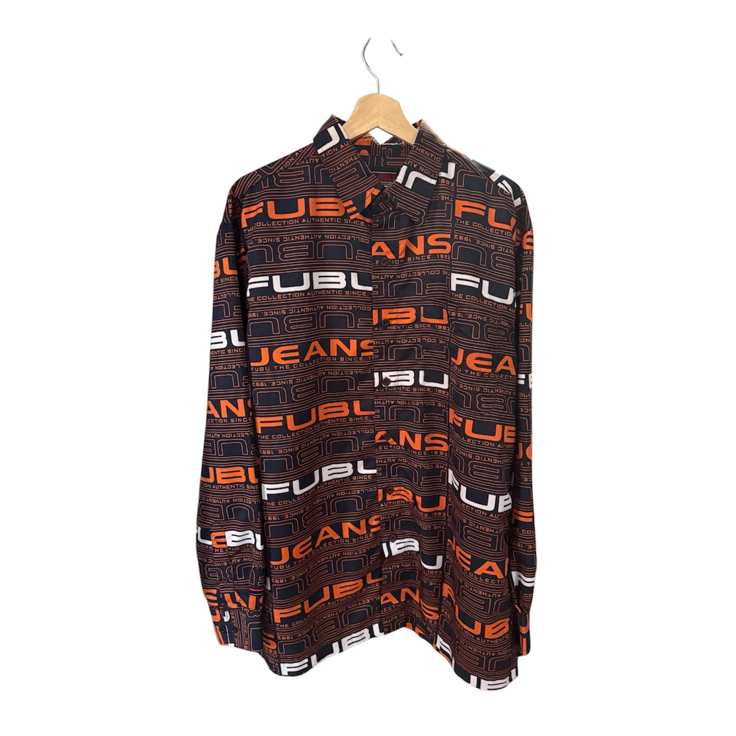 FUBU Y2K Button Up Tee Blue/Orange (M)