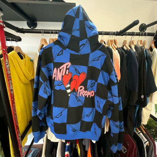 Chrome Hearts Matty Boy Anti Promo 99 Eyez Hoodie Black Blue Checkered Graphic Designer Hoodie Size L