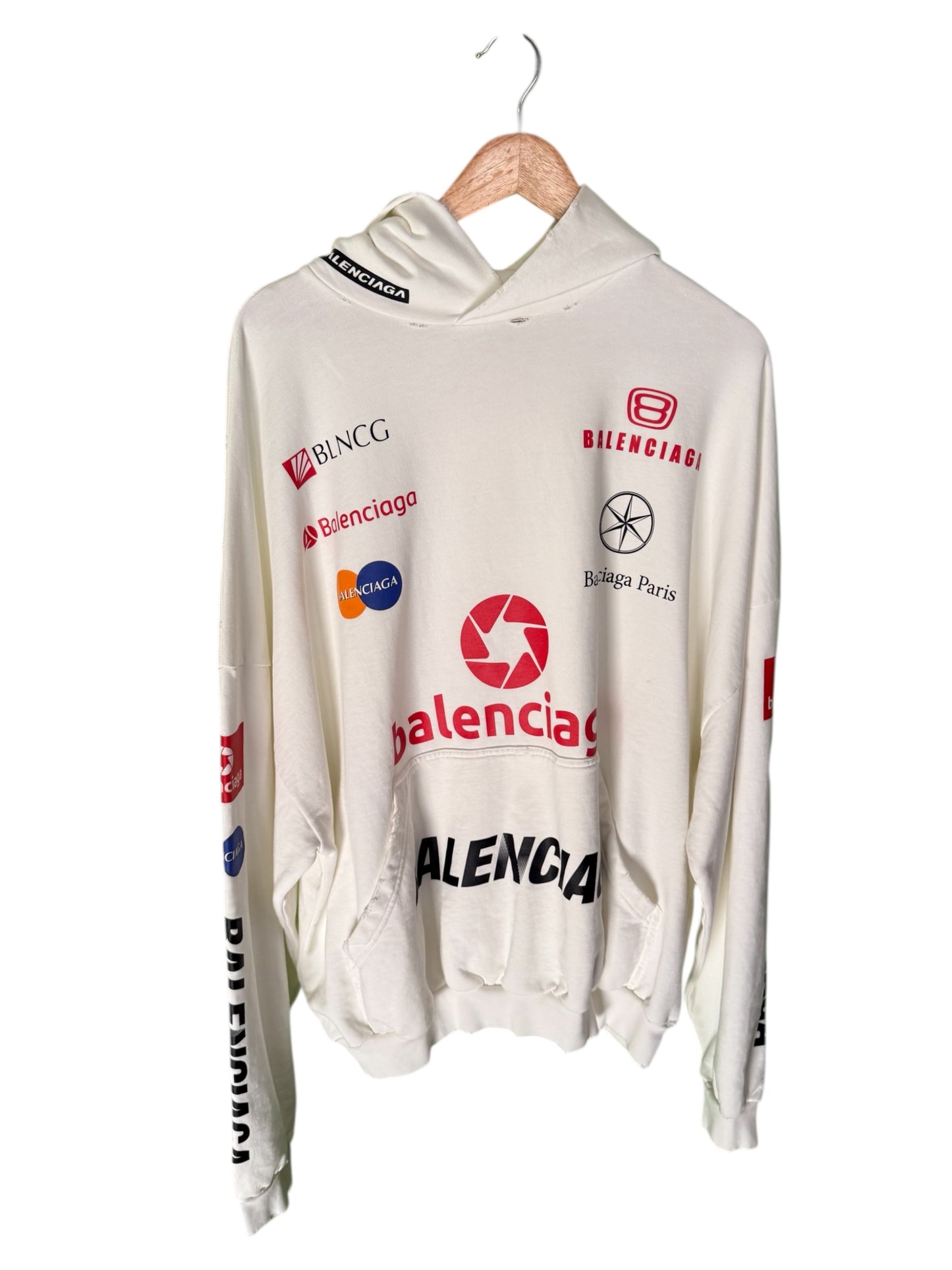Balenciaga Top League Logo White Hoodie (XL)