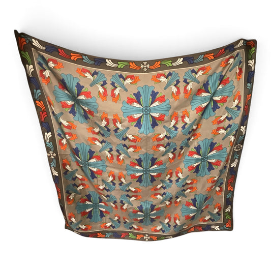 Chrome Hearts Ceiling Silk Scarf Grey Multicolor Floral Cross Pattern Luxury Designer Scarf