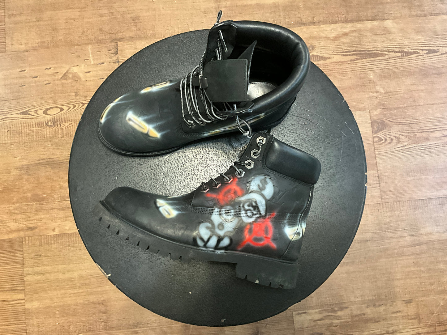 Big Skull Custom Airbrushed Louis Vuitton x Timberland 6-Inch Boots Black Size 9