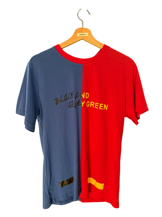 Off-White Brushed Diagonal Split Red/Blue Tee (S)