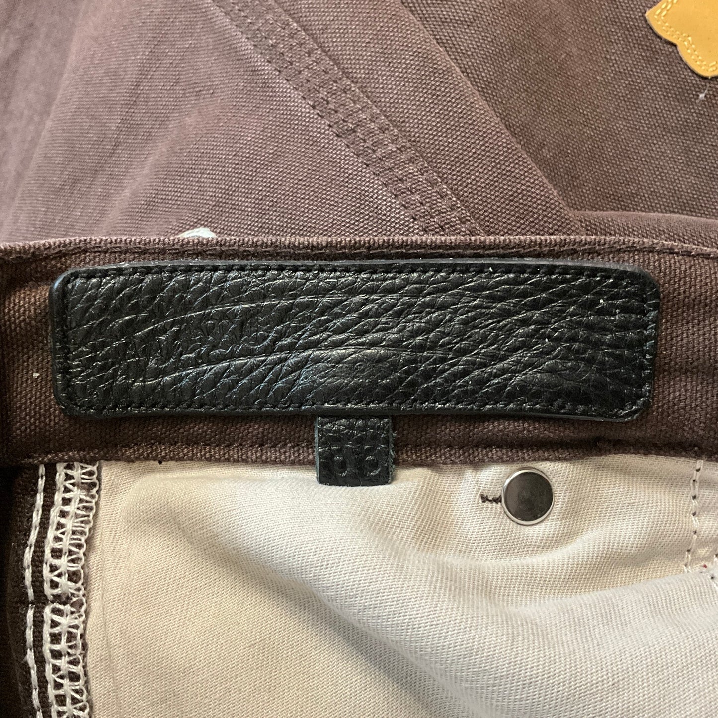 Chrome Hearts Matty Boy Sex Records Carpenter Pants Dark Brown Leather Cross Patch Graphic Pants Size 34x33
