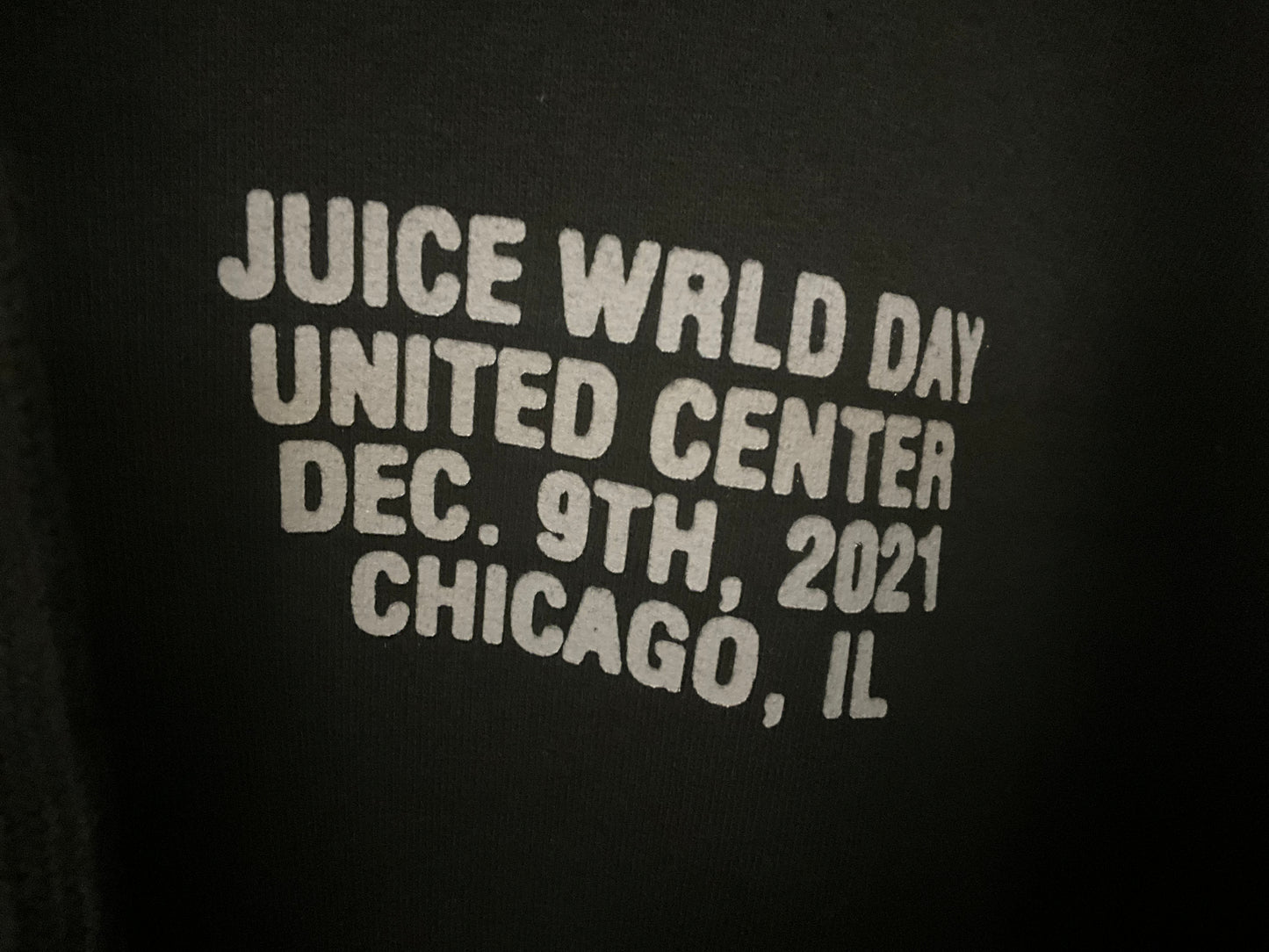 Juice WRLD Day 2021 Event Hoodie Black United Center Chicago Globe Graphic Size XL
