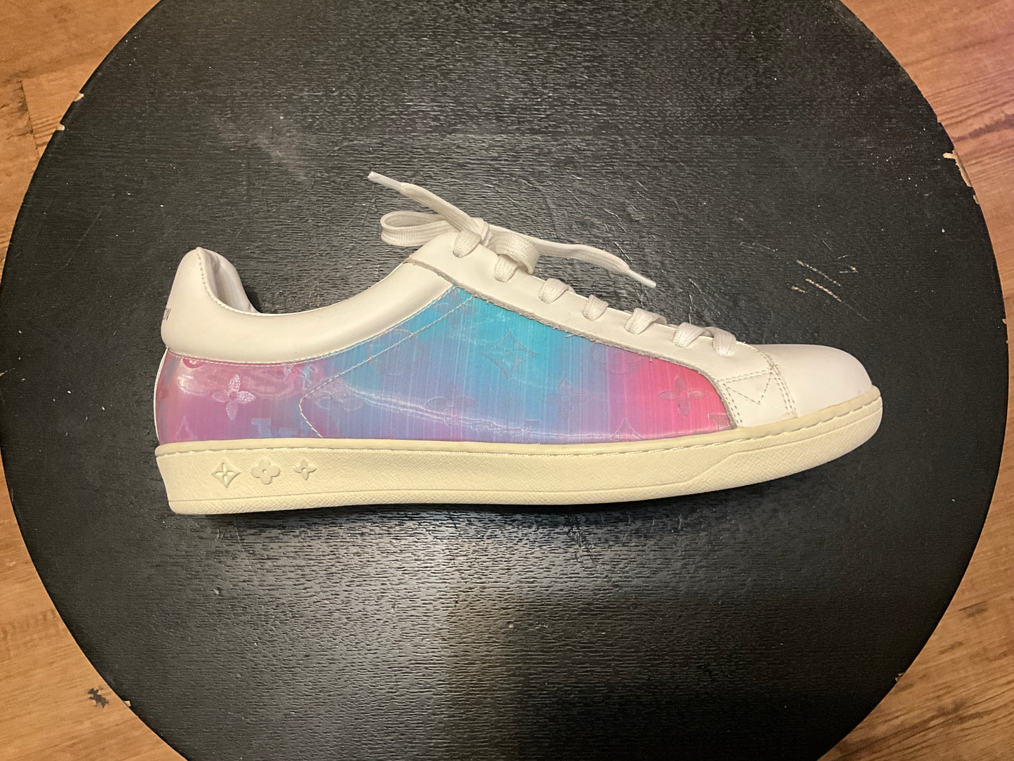 Louis Vuitton Monogram Prism Luxembourg Sneakers White Iridescent Size 11