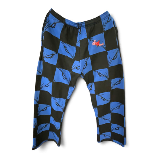 Chrome Hearts Matty Boy Anti Promo 99 Eyez Sweatpants Black Blue Checkerboard Eye Graphic Designer Pants Size L