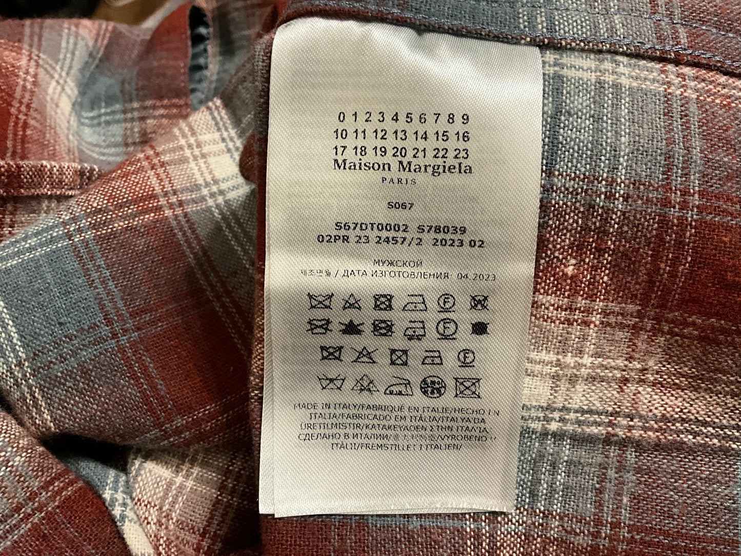 Maison Margiela x Pendleton Checked Wool Shirt Rust Plaid Size XS