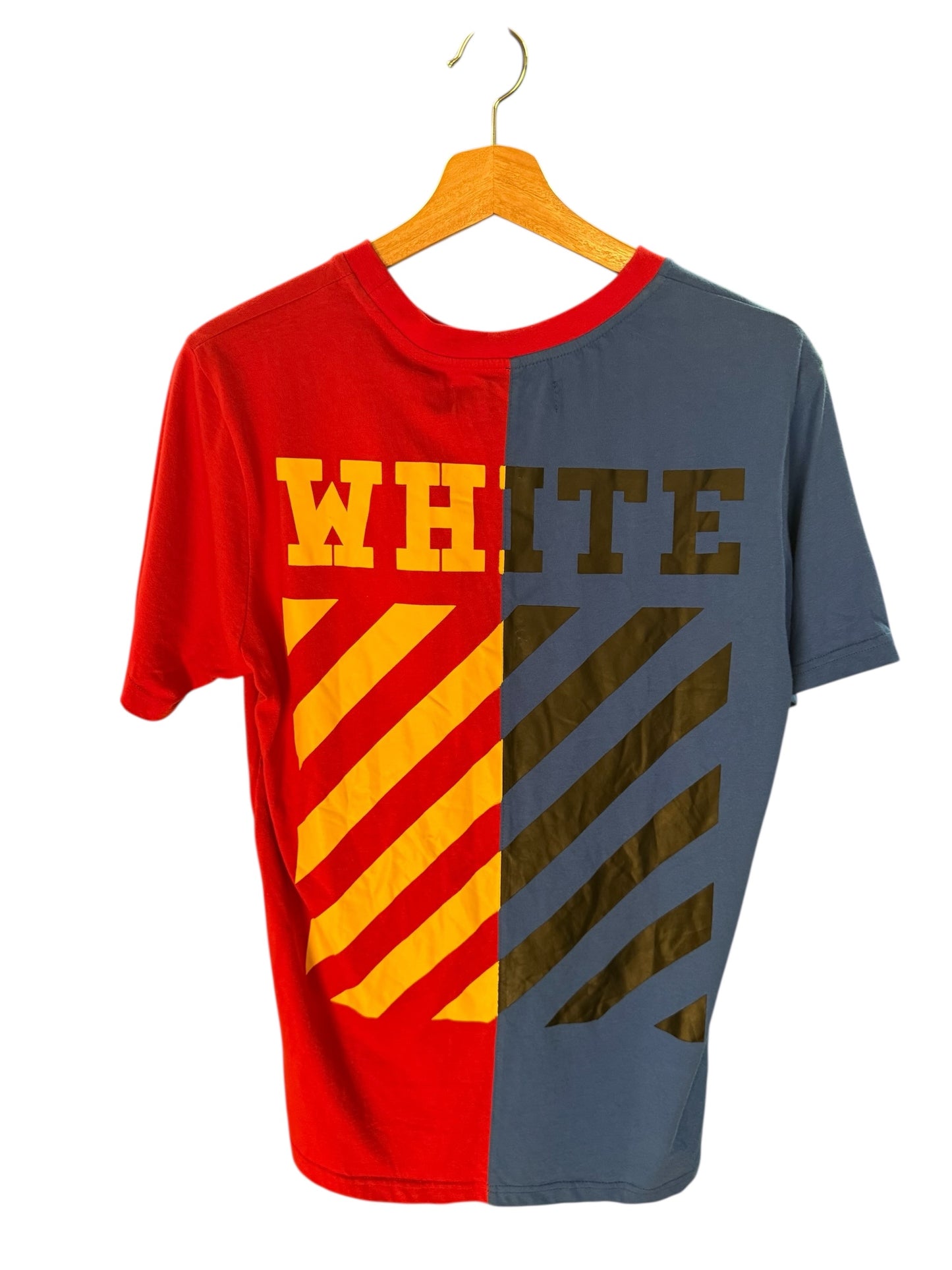 Off-White Brushed Diagonal Split Red/Blue Tee (S)