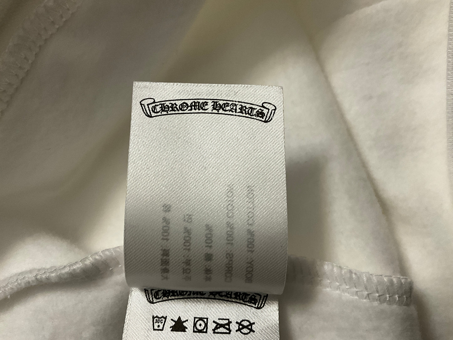 Chrome Hearts Vertical Logo Hoodie White with Silver Graphic Size L