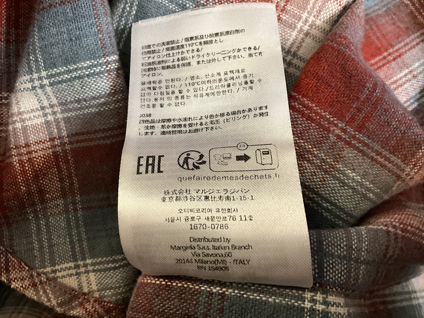 Maison Margiela x Pendleton Checked Wool Shirt Rust Plaid Size XS
