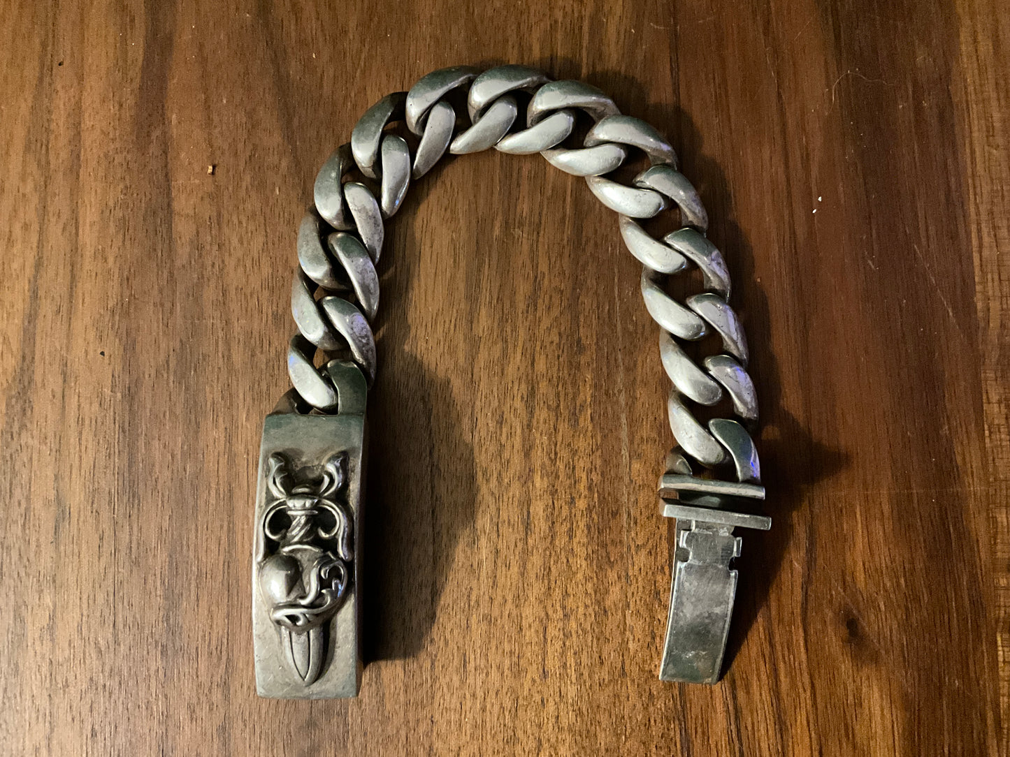 Chrome Hearts Dagger ID Bracelet 925 Sterling Silver Cuban Link