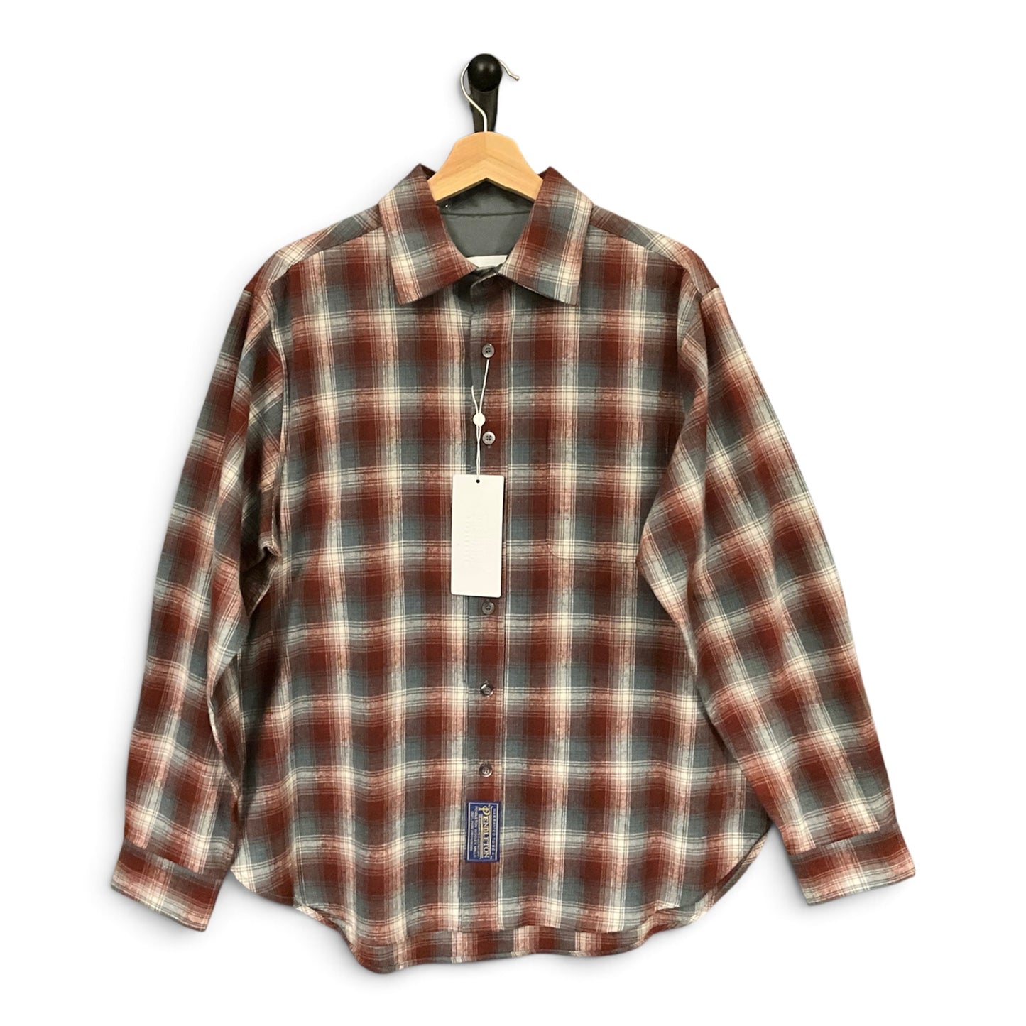 Maison Margiela x Pendleton Checked Wool Shirt Rust Plaid Size XS