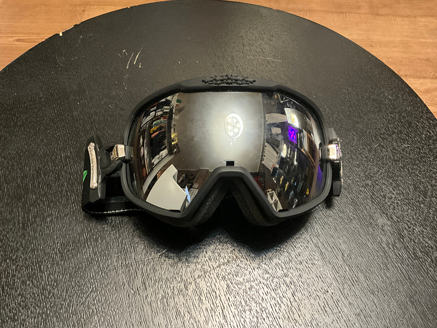 Chrome Hearts Silver Morning Ski Goggles Black Zeiss Mirrored Lens Sterling Silver Crosses
