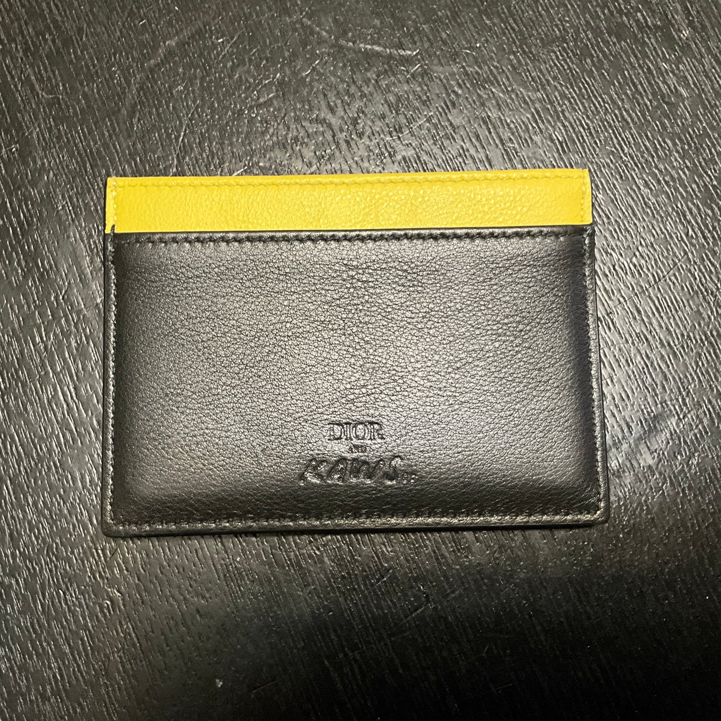 Dior x KAWS Bee Card Holder Black Calfskin Yellow White Bees