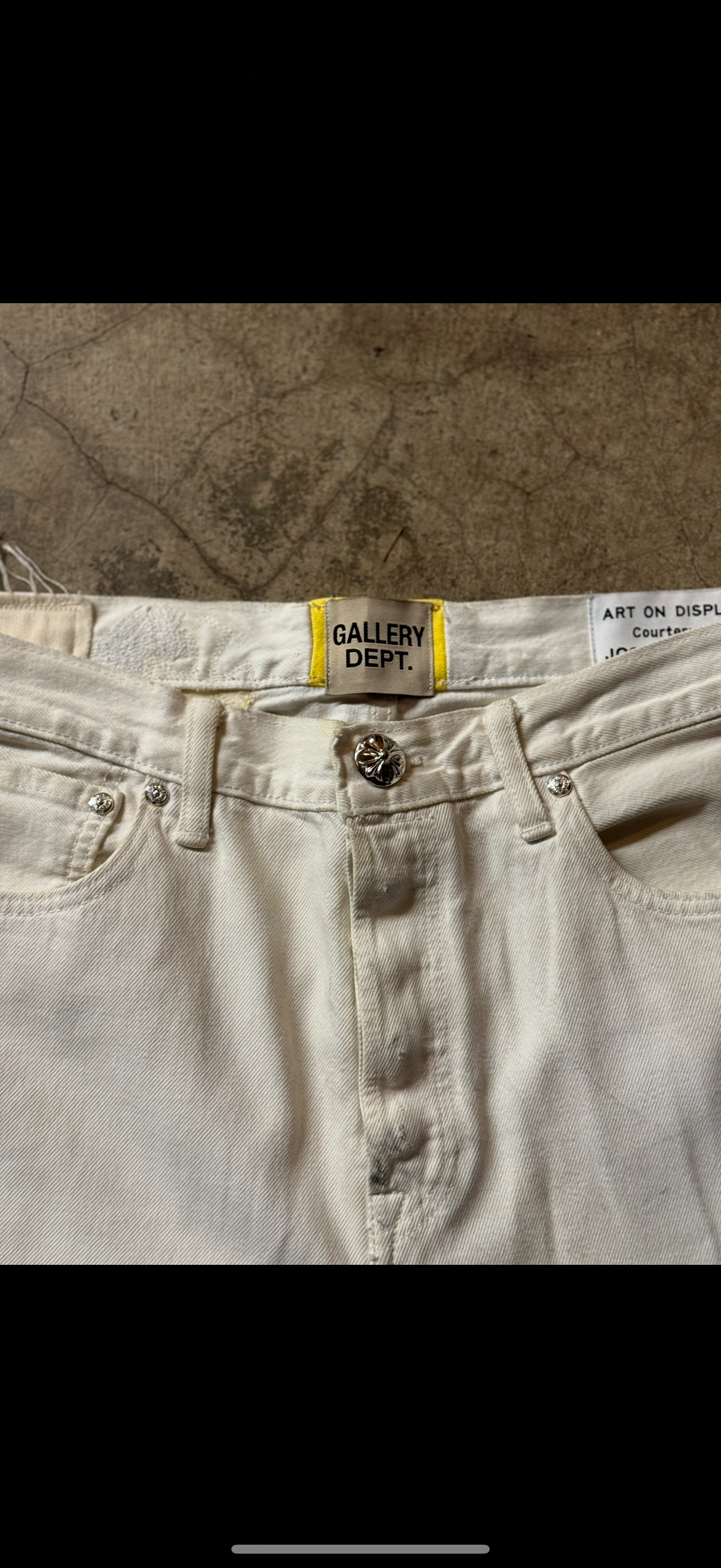 Chrome Hearts Levis White and Yellow Cross Patch Jeans
