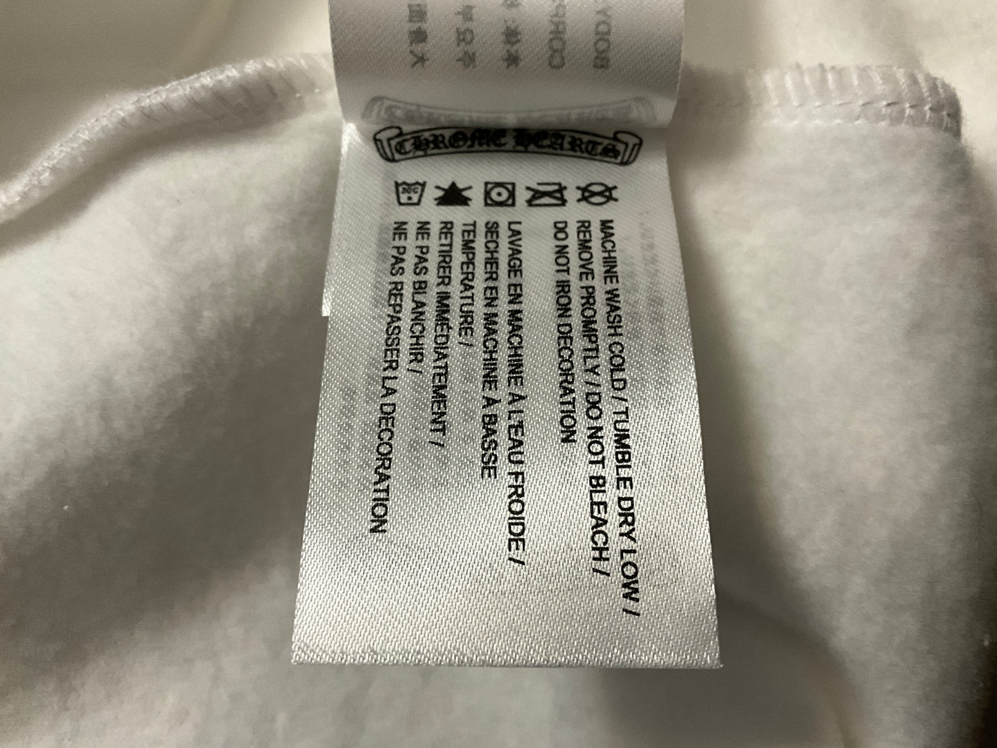 Chrome Hearts Vertical Logo Hoodie White with Silver Graphic Size L