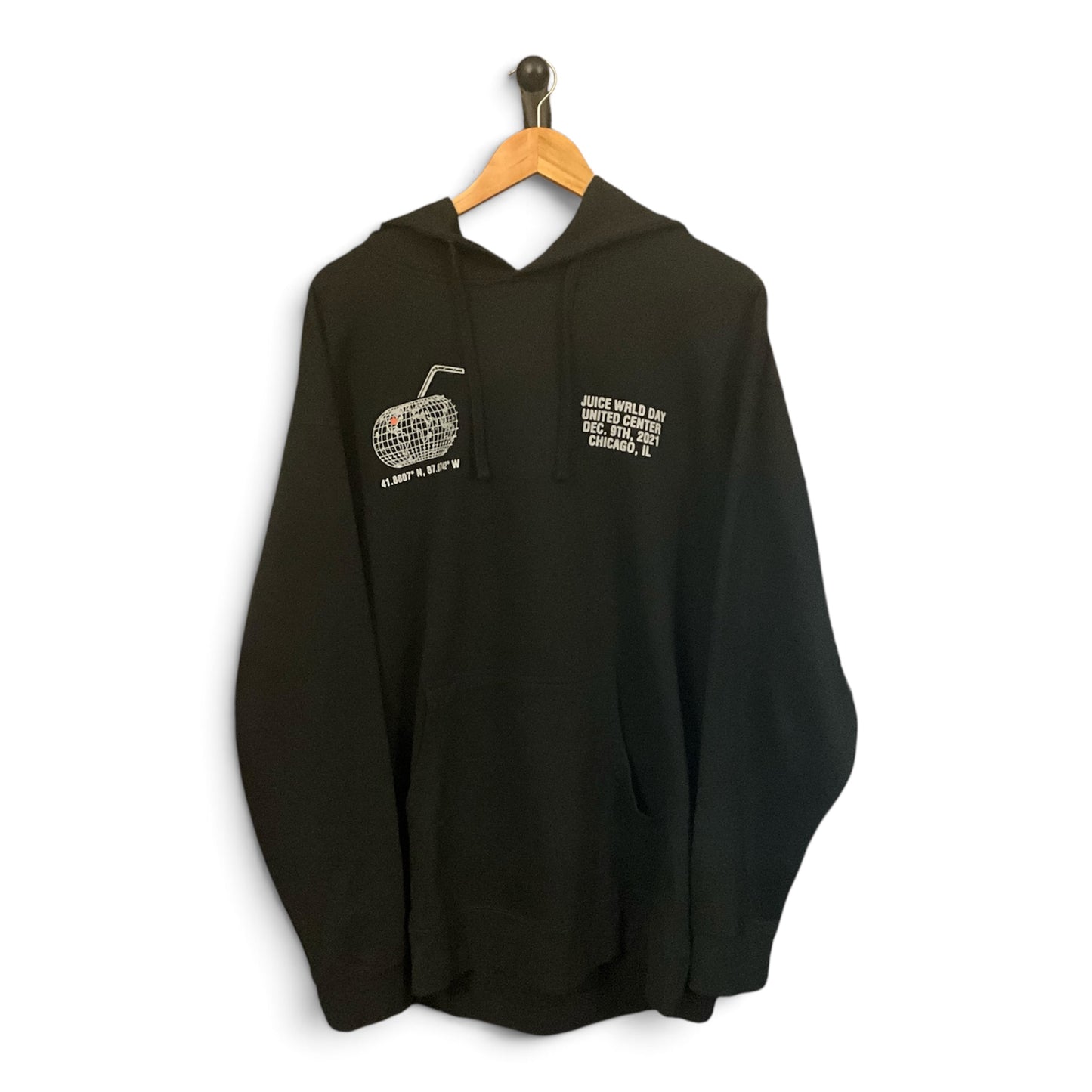 Juice WRLD Day 2021 Event Hoodie Black United Center Chicago Globe Graphic Size XL