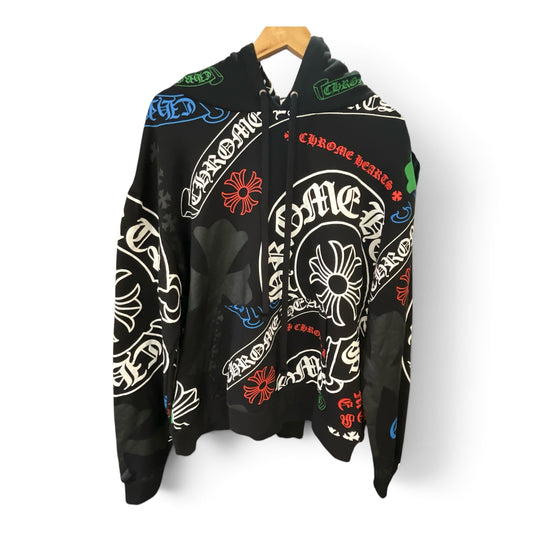 Chrome Hearts Stencil Hoodie Black Multicolor Gothic Cross Graphic Designer Hoodie Size S