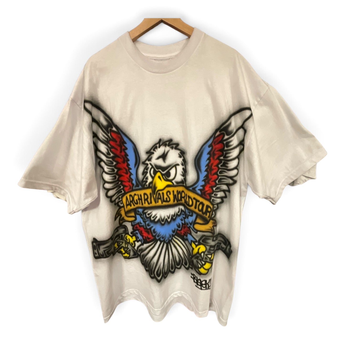 Big Skull Custom Airbrush Pro Club Heavy Weight T-Shirt White 2XL Argh Rivals World Tour Graphic