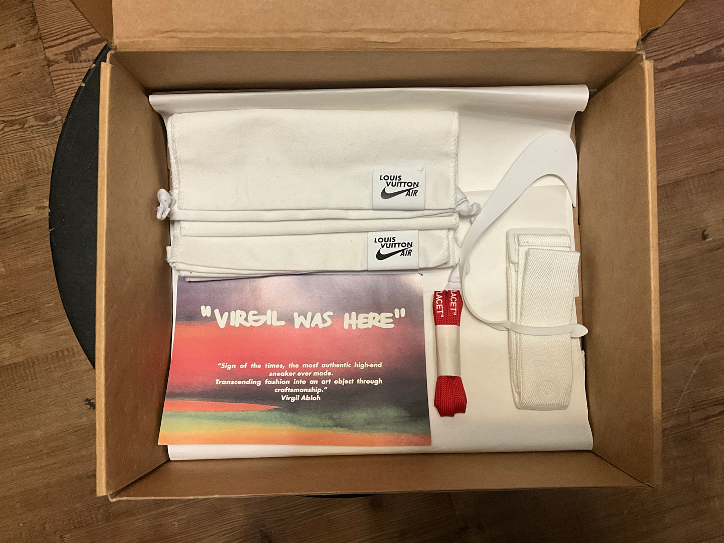 Louis Vuitton x Nike Air Force 1 Low White Comet Red 9” by Virgil Abloh Monogram Leather Sneakers