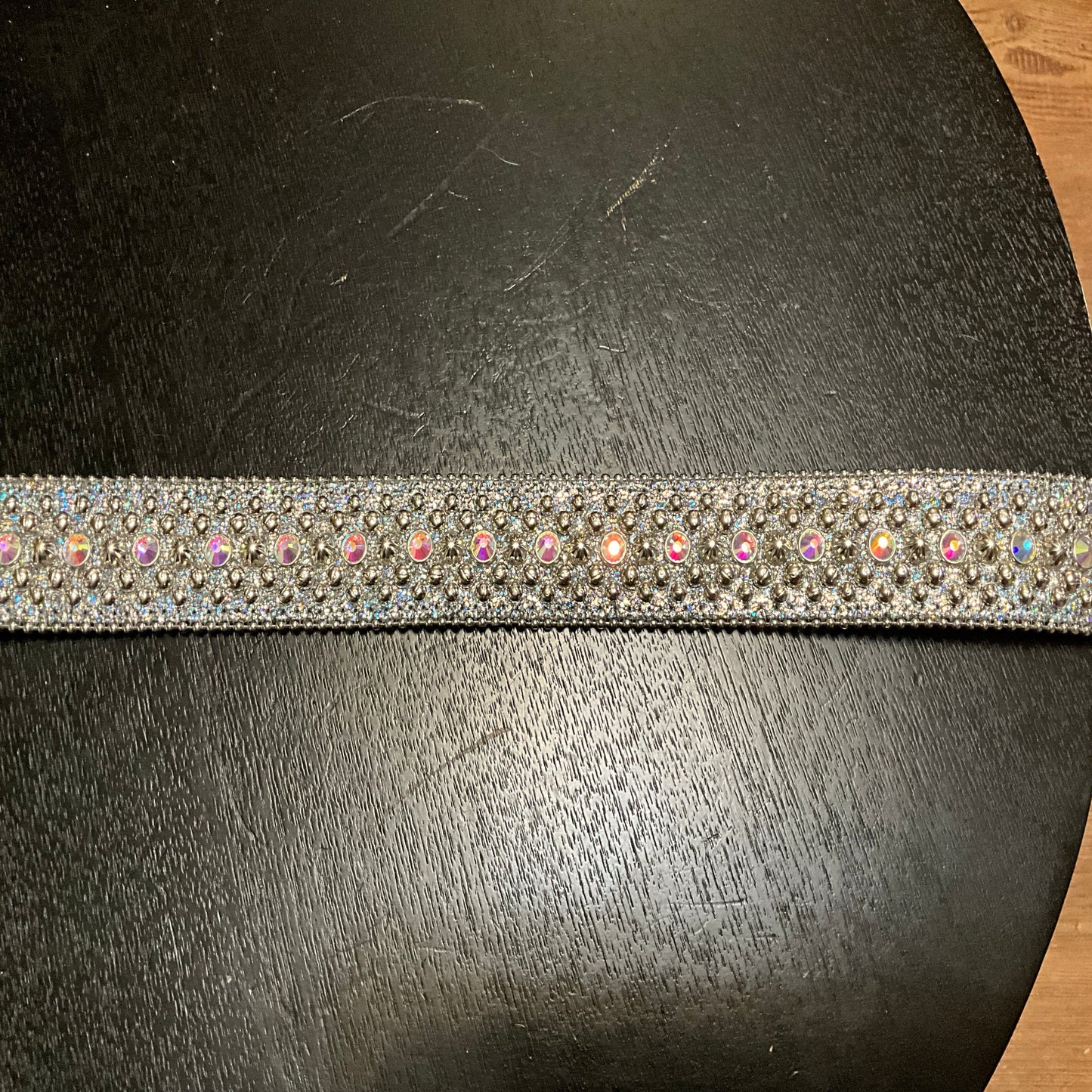 B.B. Simon Trojan Iridescent Silver Swarovski Crystal Scales Belt Size 32 Luxury Designer Belt