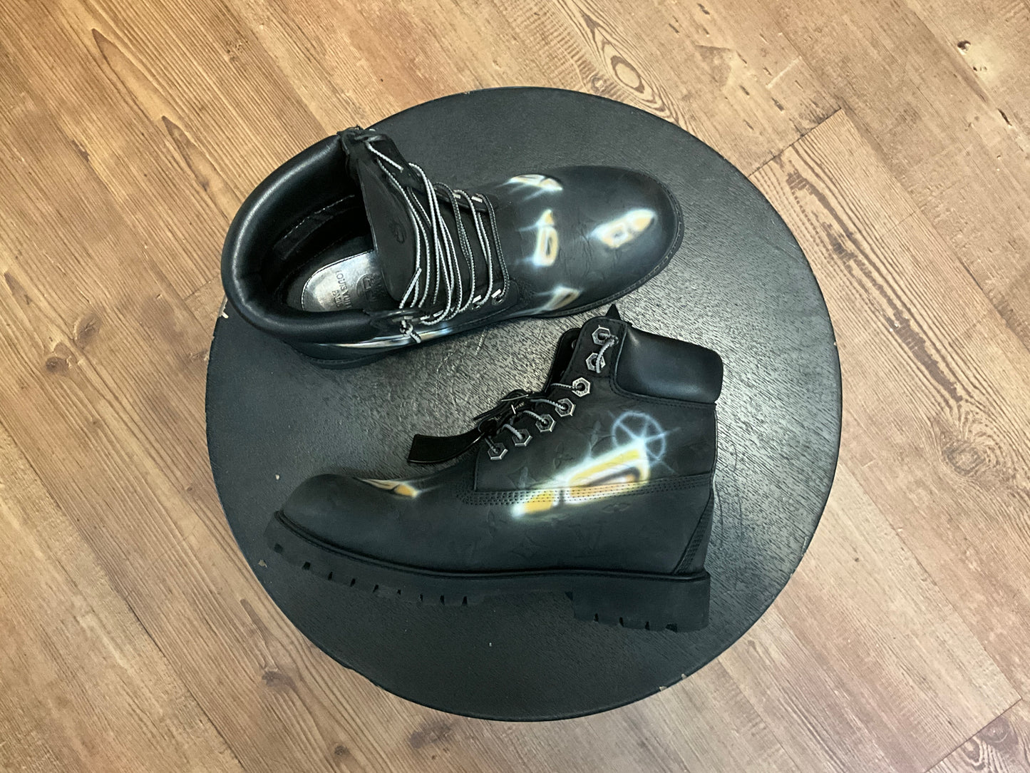 Big Skull Custom Airbrushed Louis Vuitton x Timberland 6-Inch Boots Black Size 9