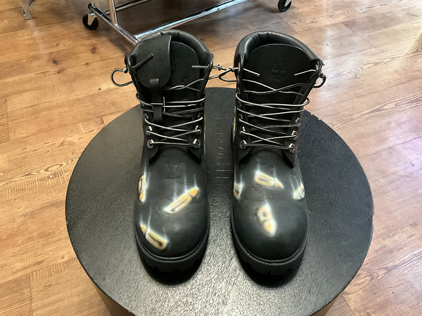 Big Skull Custom Airbrushed Louis Vuitton x Timberland 6-Inch Boots Black Size 9