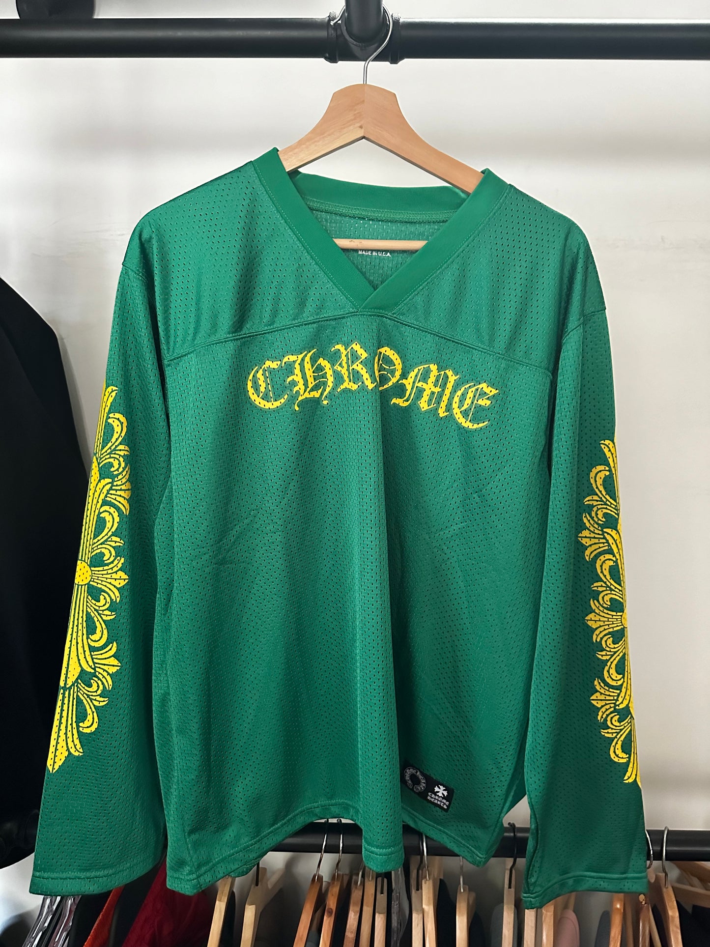 Chrome Hearts Mesh Warm Up Jersey Green/Yellow (L)