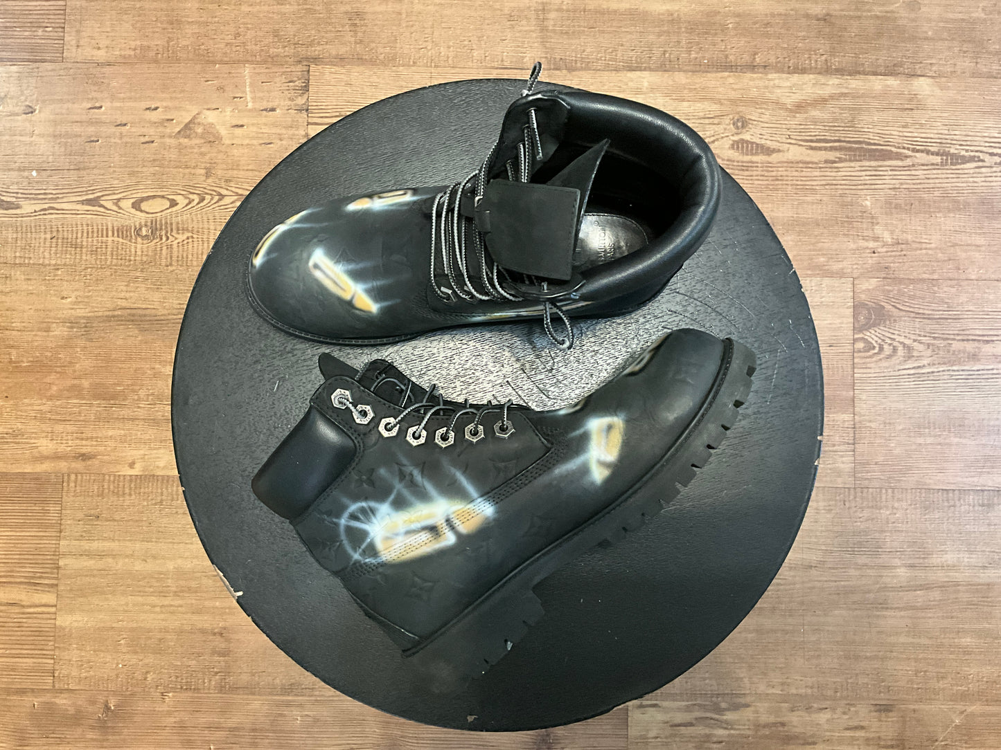 Big Skull Custom Airbrushed Louis Vuitton x Timberland 6-Inch Boots Black Size 9
