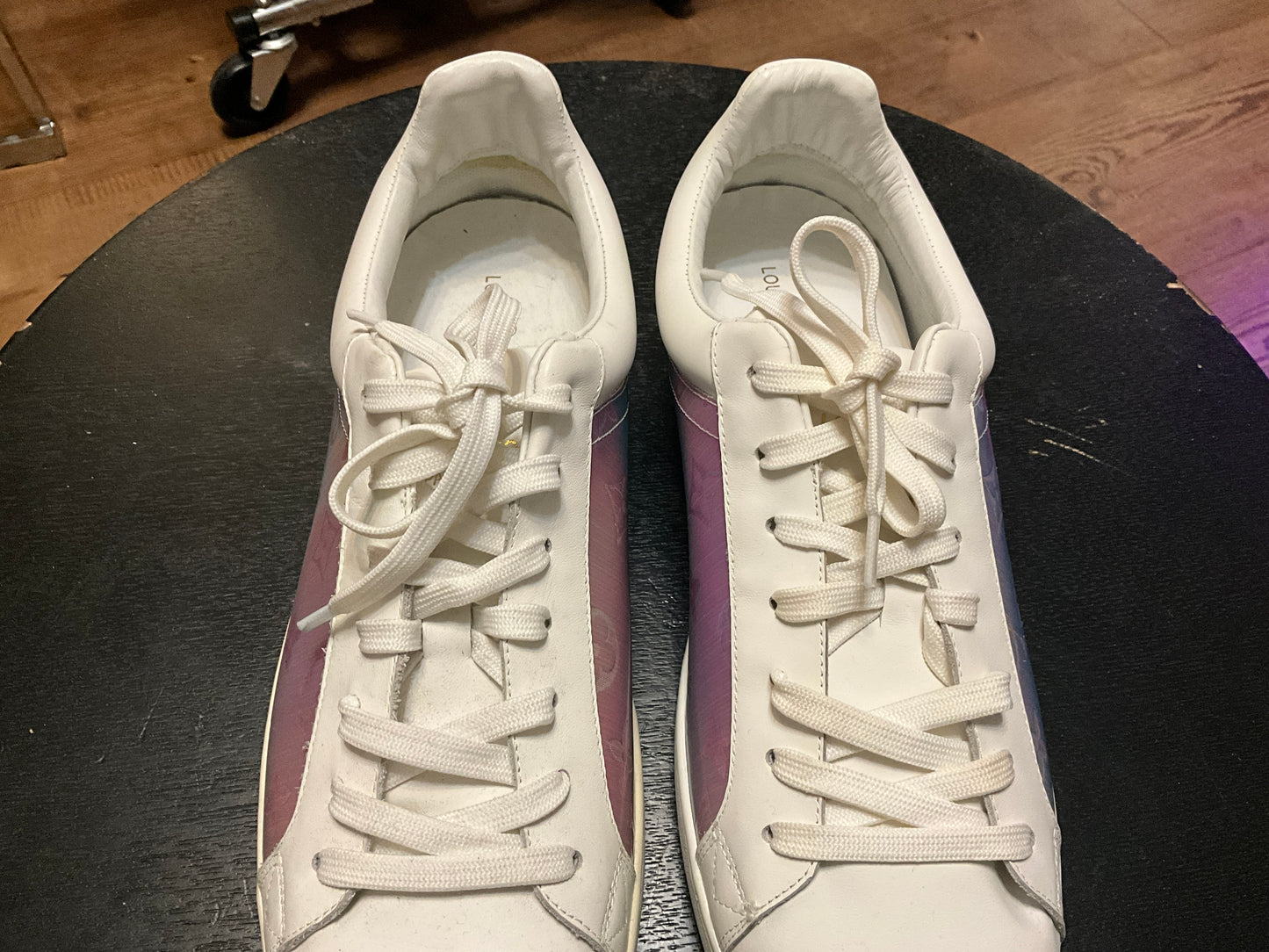 Louis Vuitton Monogram Prism Luxembourg Sneakers White Iridescent Size 11