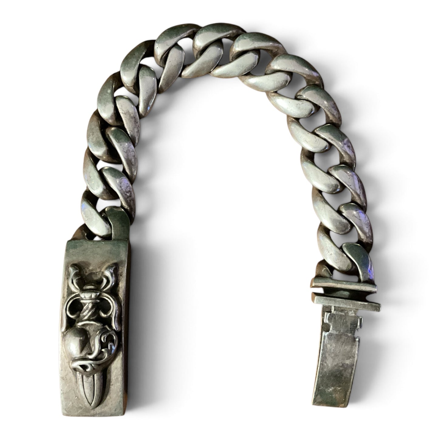 Chrome Hearts Dagger ID Bracelet 925 Sterling Silver Cuban Link