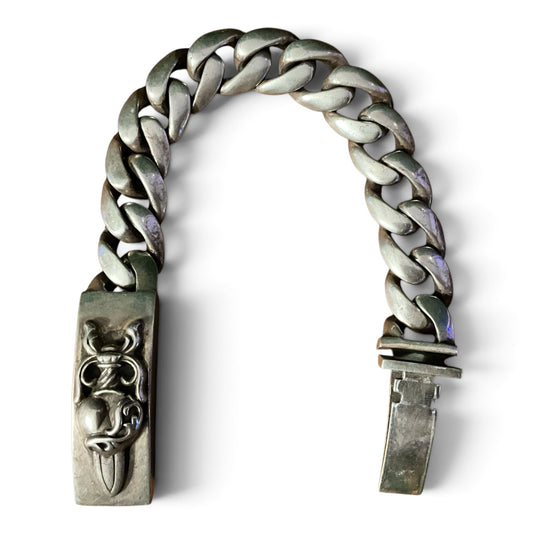 Chrome Hearts Dagger ID Bracelet 925 Sterling Silver Cuban Link
