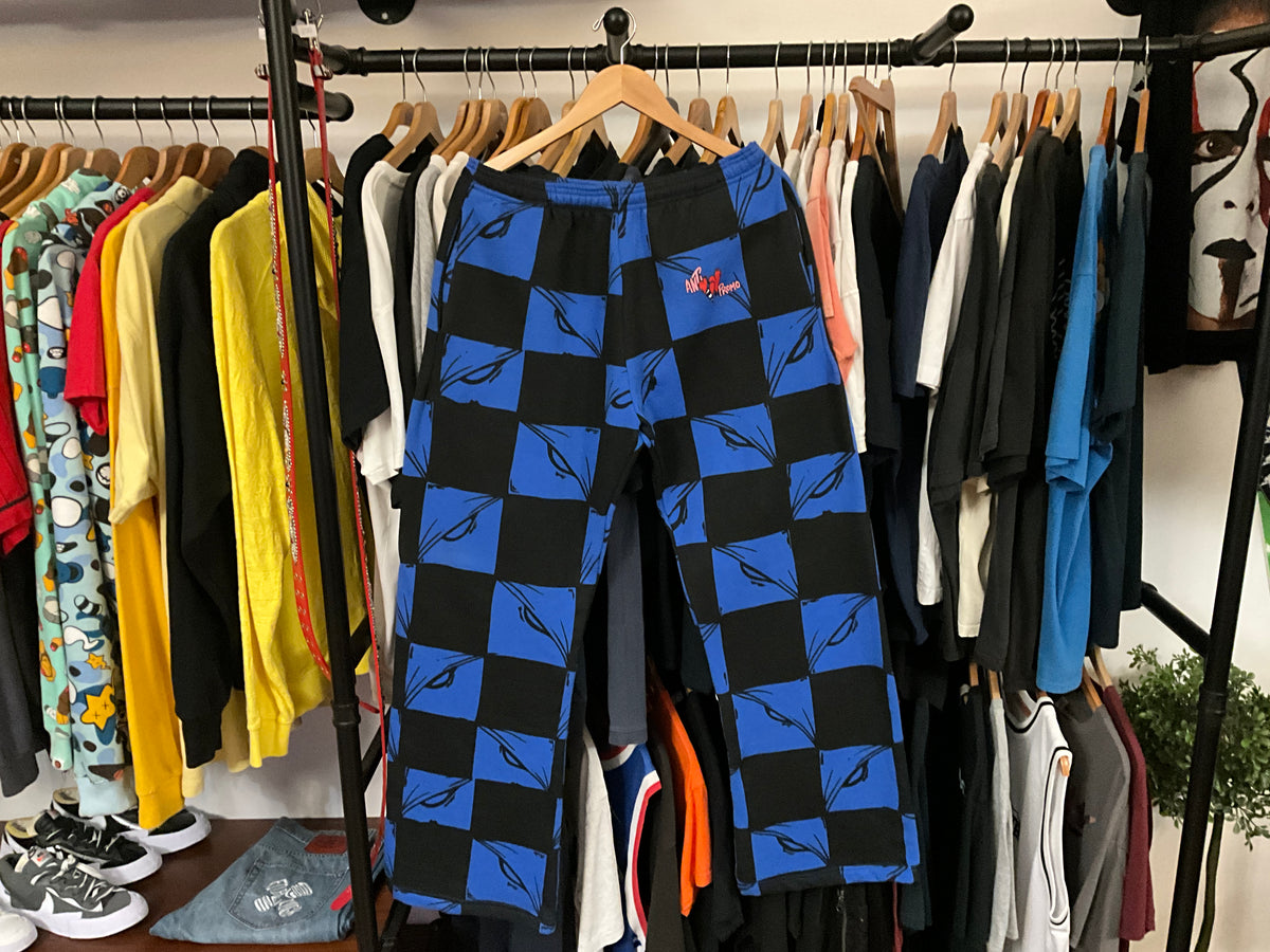 Chrome Hearts x Matty Boy Anti Promo 99 Eyez Sweatpants Black Blue Checkerboard L