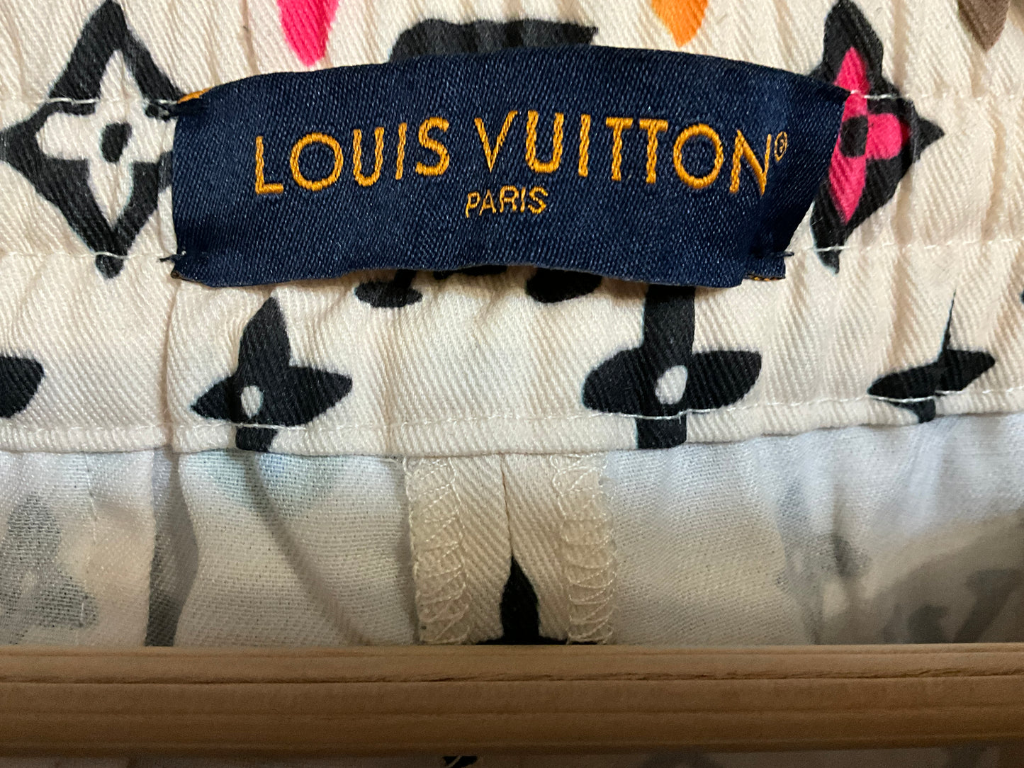 Louis Vuitton x Tyler, the Creator Monogram Printed Silk Shorts Cream Size 50 (US 45)
