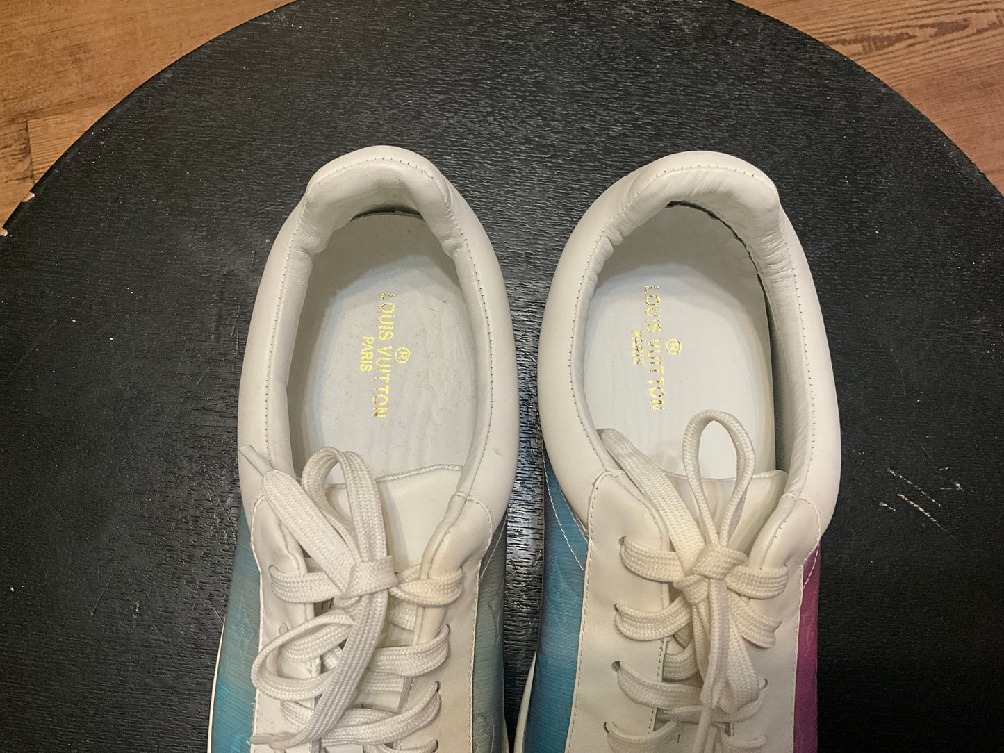 Louis Vuitton Monogram Prism Luxembourg Sneakers White Iridescent Size 11