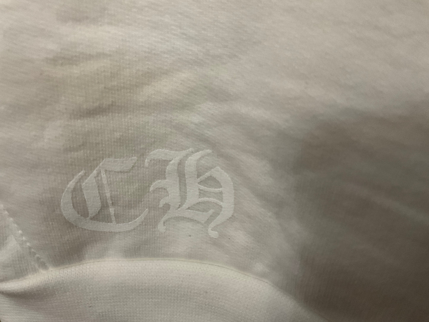 Chrome Hearts Vertical Logo Hoodie White with Silver Graphic Size L