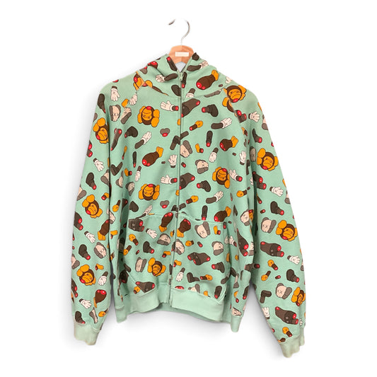 A Bathing Ape x KAWS 2005 Dissected Slaughter Full Zip Hoodie Mint Green Size M