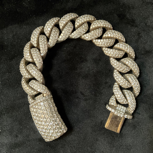 14K Gold Iced Out Miami Cuban Link Bracelet 2.272 CT Diamond Box Clasp Luxury Jewelry