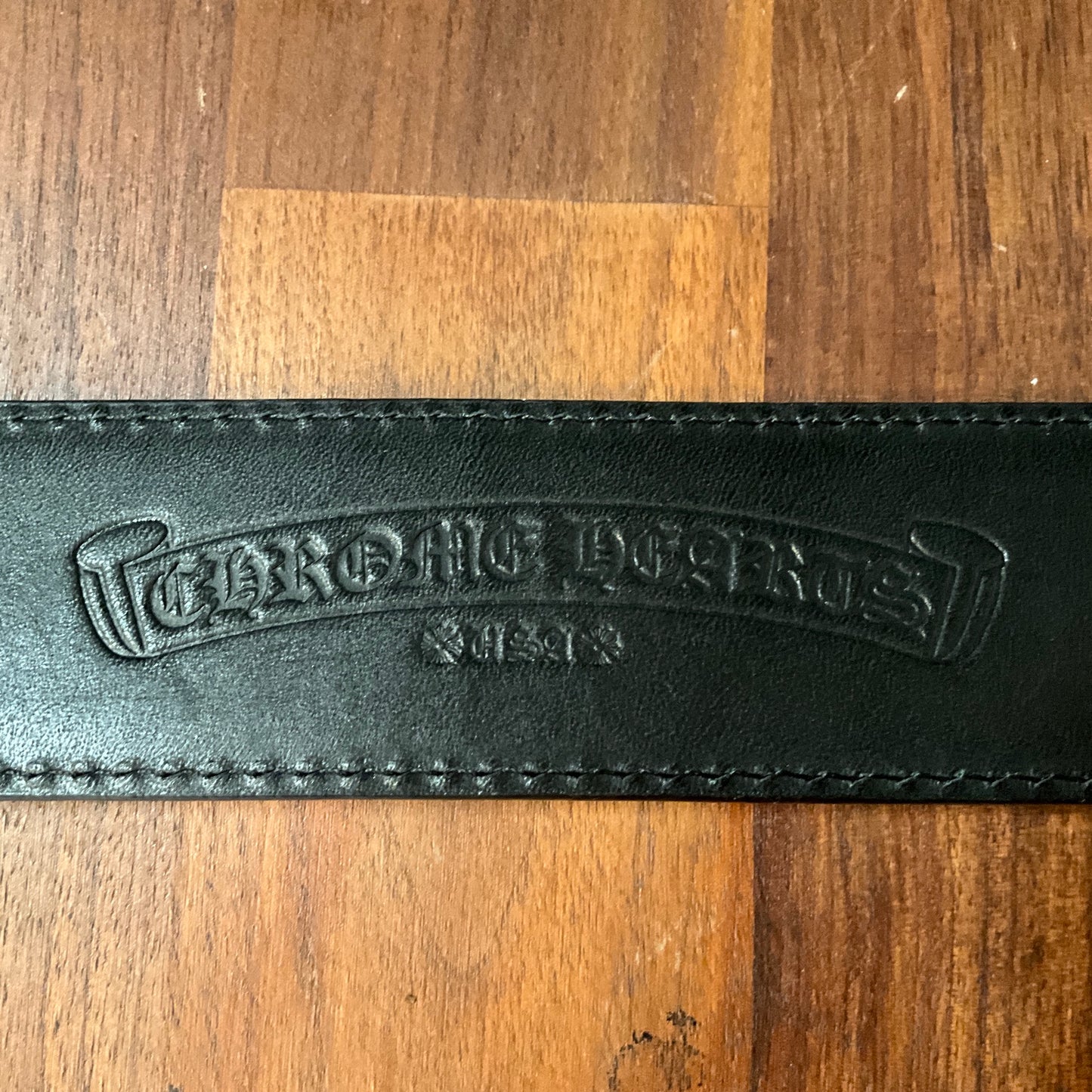 Chrome Hearts Oval Cross Belt Black Leather Sterling Silver Buckle Designer Luxury Belt