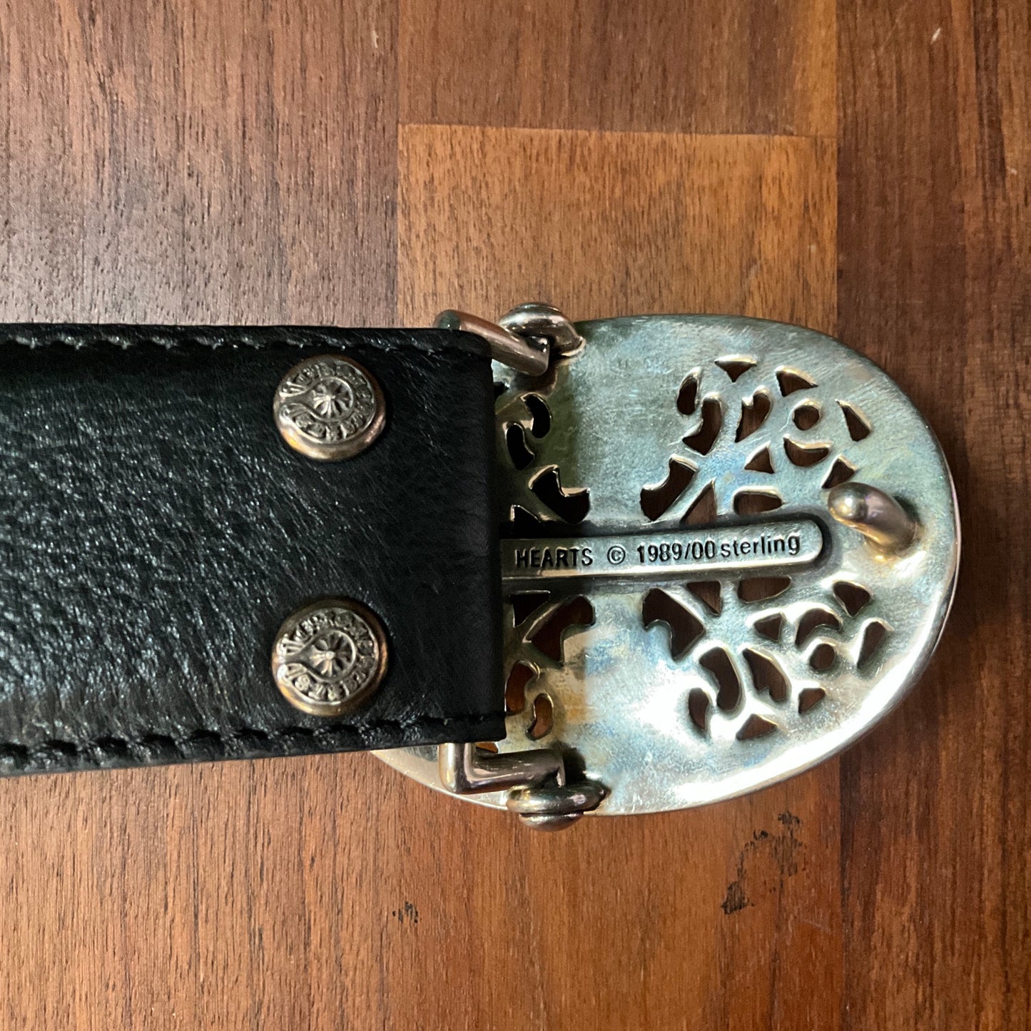 Chrome Hearts Oval Cross Belt Black Leather Sterling Silver Buckle Designer Luxury Belt