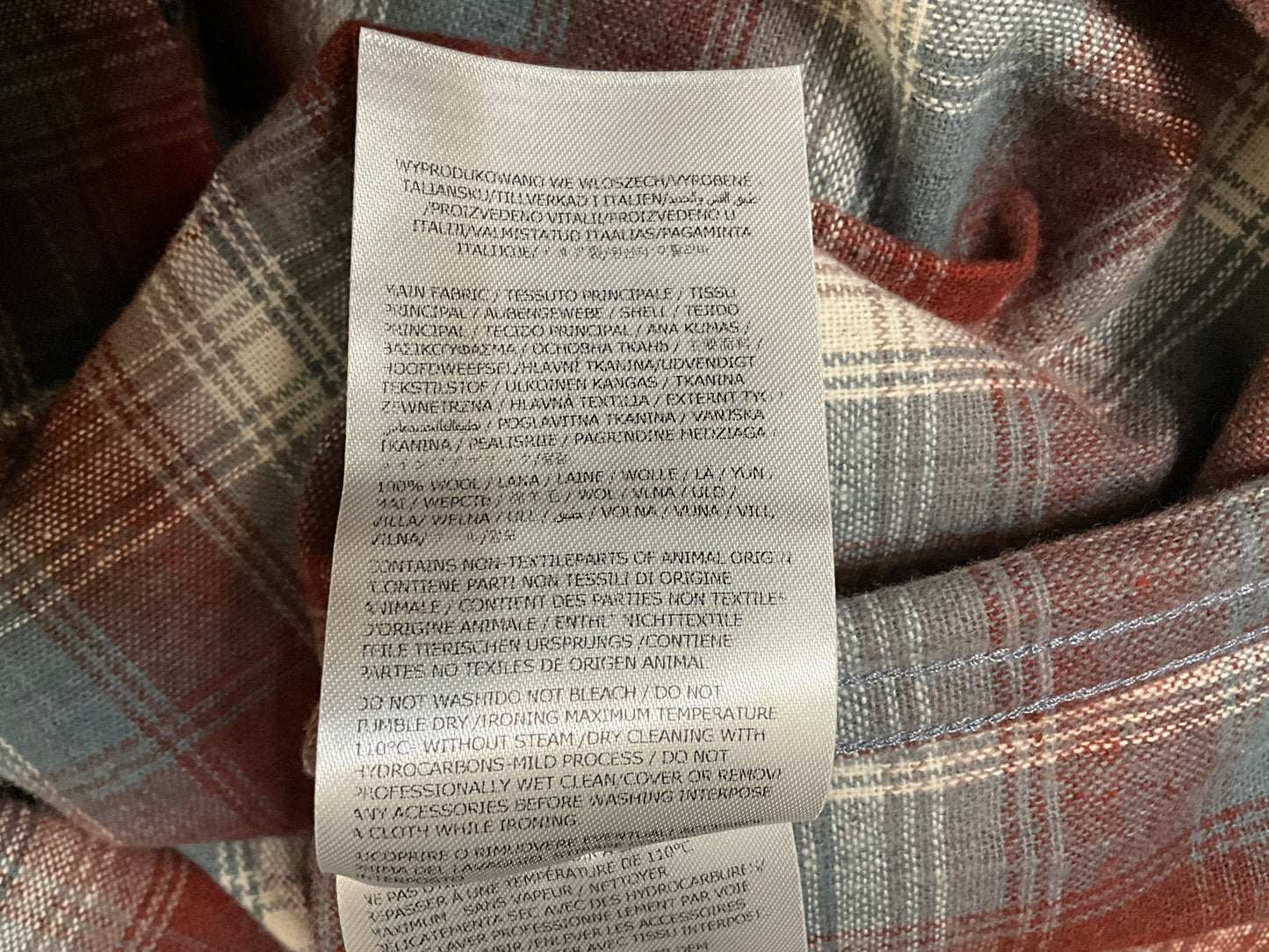 Maison Margiela x Pendleton Checked Wool Shirt Rust Plaid Size XS