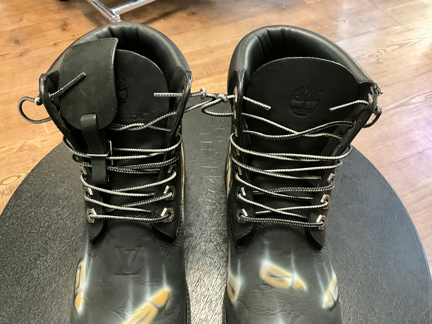 Big Skull Custom Airbrushed Louis Vuitton x Timberland 6-Inch Boots Black Size 9