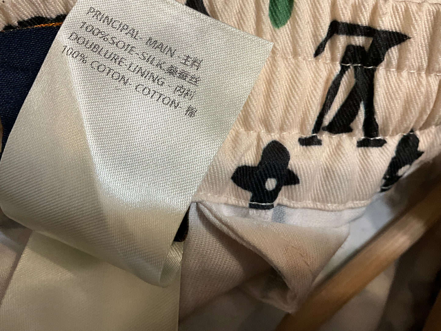 Louis Vuitton x Tyler, the Creator Monogram Printed Silk Shorts Cream Size 50 (US 45)