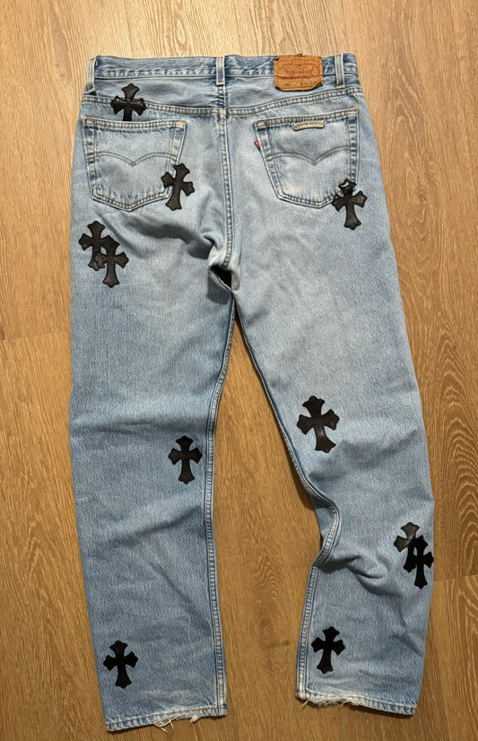 Chrome Hearts Levis Black Patch Jeans