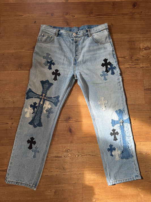 Chrome Heart Blue Denim Multi-Cross