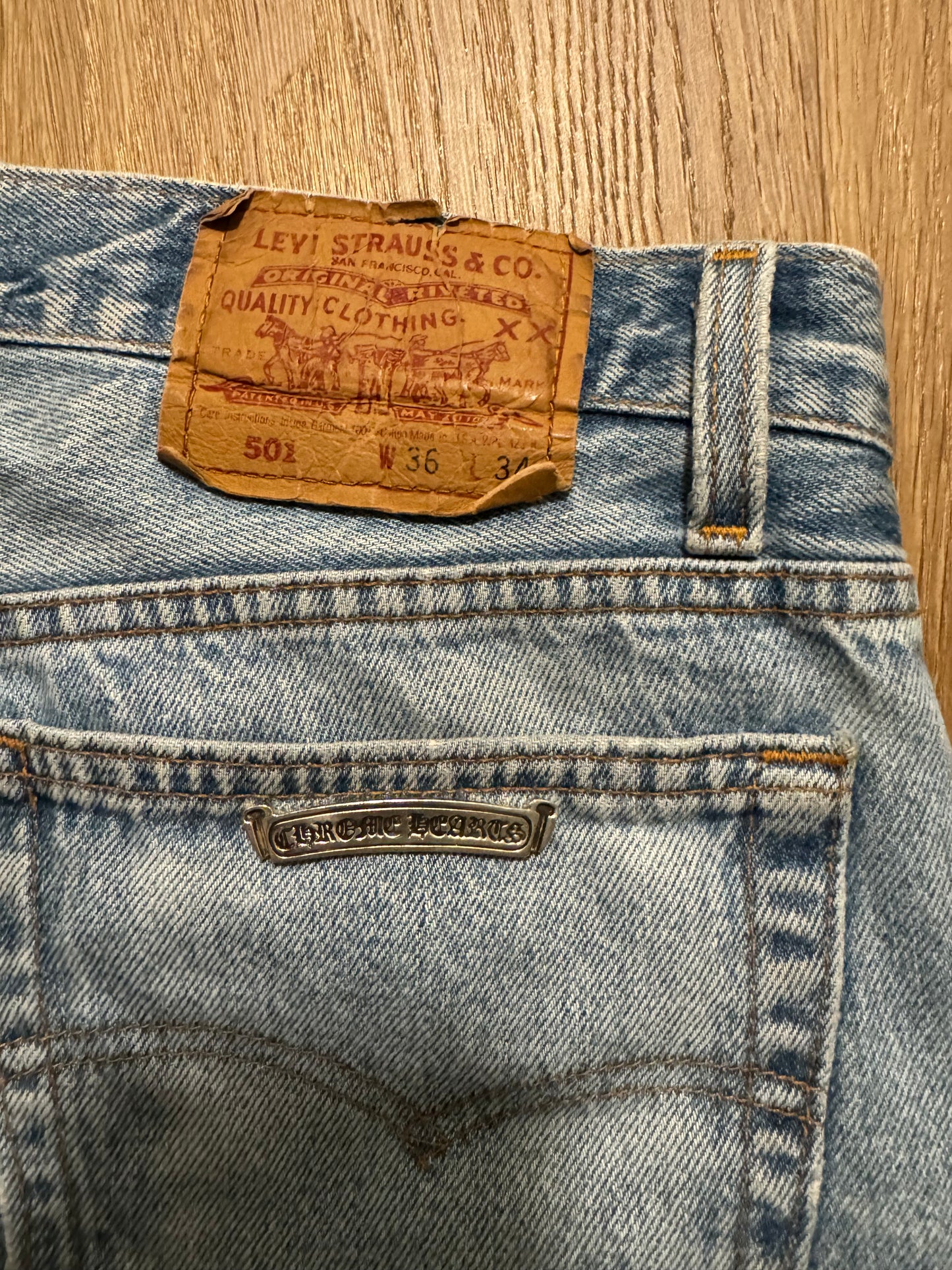 Chrome Hearts Levis White/Black Patch Denim