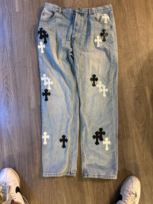 Chrome Hearts Levis White/Black Patch Denim