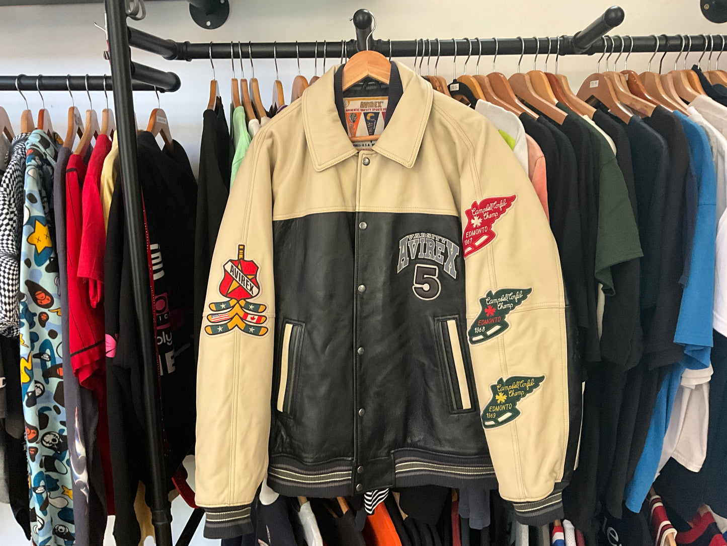 Avirex Northwest Wild Bears Leather Varsity Jacket Vintage 2XL